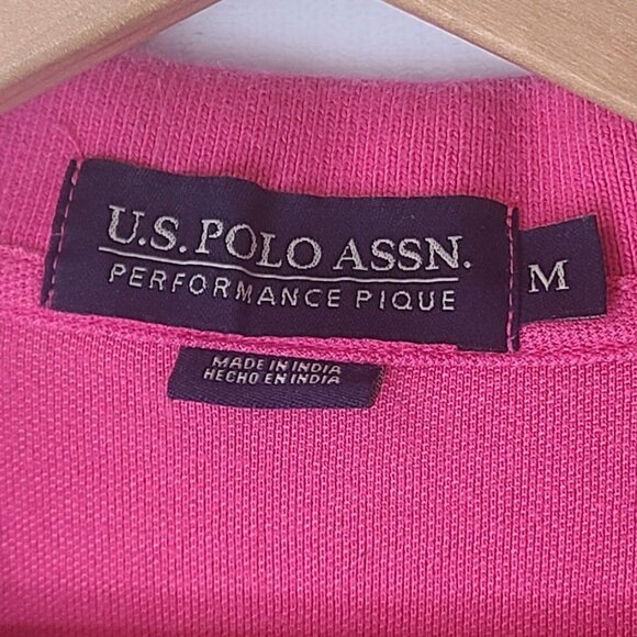 U.S. Polo Assn. Mens Pink Performance Pique Polo Shirt Size M - Picture 3 of 8